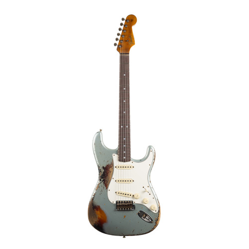 Used Fender Custom Shop 1965 Stratocaster Relic - Firemist Silver on 3-Color Sunburst