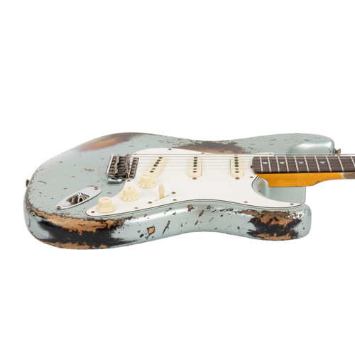 Used Fender Custom Shop 1965 Stratocaster Relic - Firemist Silver on 3-Color Sunburst