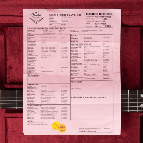 Fender Custom Shop American Custom Stratocaster NOS - Transparent Ebony