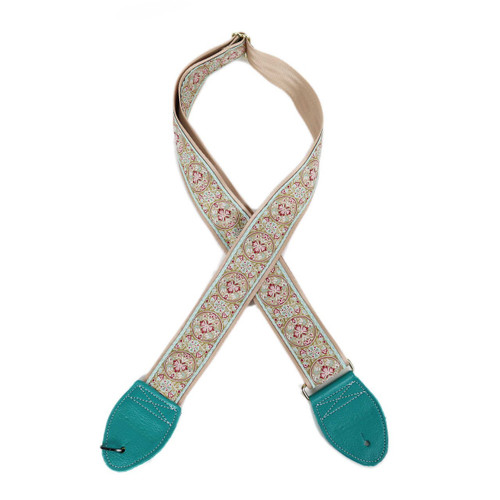 Souldier "Medallion" Beige 2" Guitar Strap with Teal Ends
