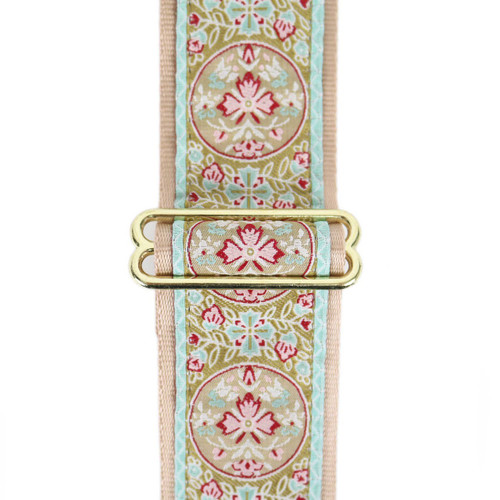 Souldier "Medallion" Beige 2" Guitar Strap with Teal Ends
