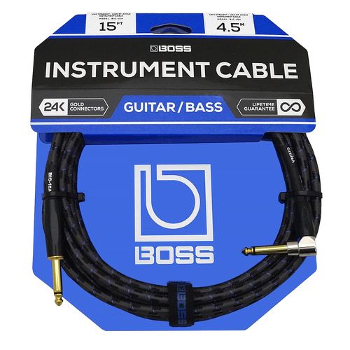 Boss 15ft Instrument Cable Straight-Angled - Braided