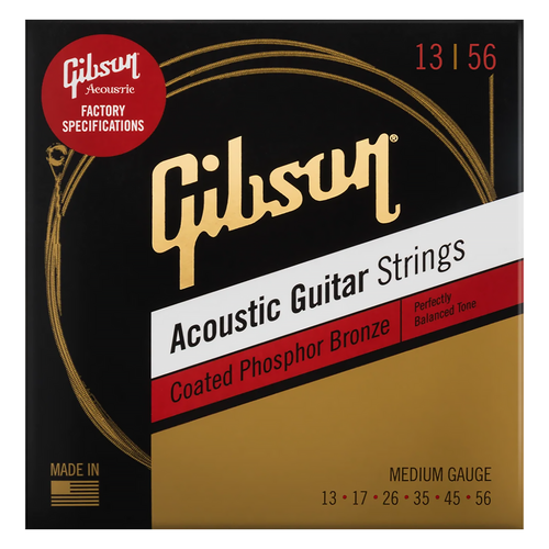 Gibson Coated Phosphor Bronze Acoustic Guitar Strings - Medium .013-.056