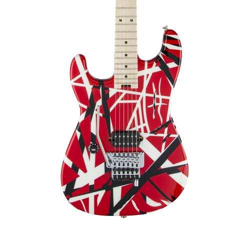 Used EVH Striped Series Left Handed Maple - Red Black and White Stripes