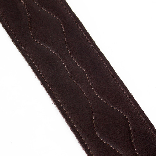 LM Garment Leather "Stage" Series Serpentine Stitch 2.5" Brown Guitar Strap