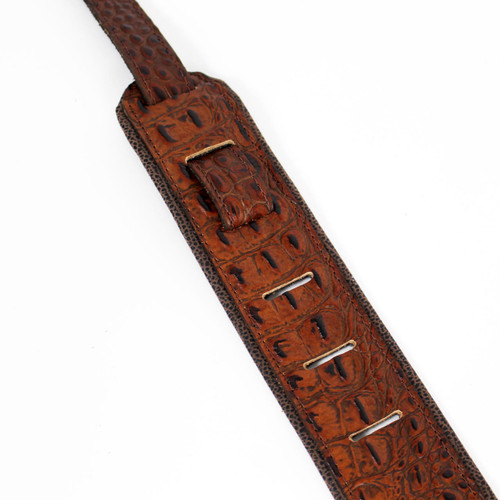 LM "Premier" 2.5" Brown Crocodile Pattern Leather Guitar Strap
