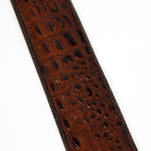 LM "Premier" 2.5" Brown Crocodile Pattern Leather Guitar Strap