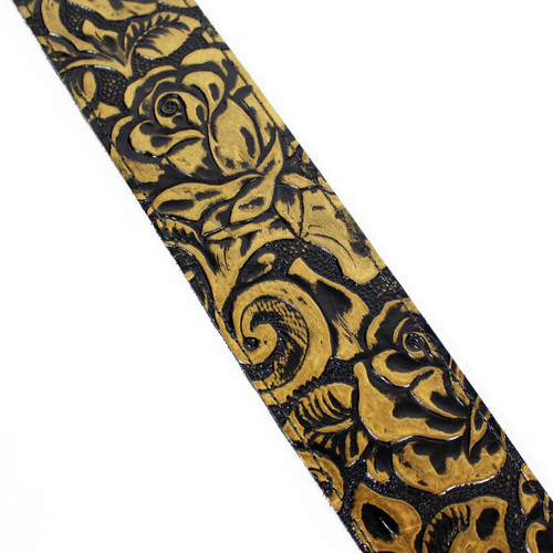 LM "Wildorado" Series Black & Gold Western Pattern 2.5" Guitar Strap