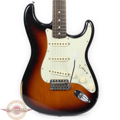 2014 Fender MIM Road Worn Stratocaster Electric Guitar in Sunburst