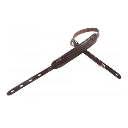 Levy's PM23-DBR Carving Leather Guitar Strap 1" with Movable Pad Dark Brown