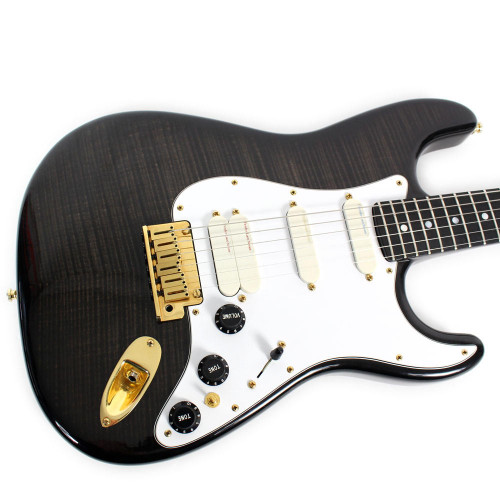 1993 Fender Custom Shop Limited Edition Set Neck Stratocaster Electric Guitar Charcoal Flame