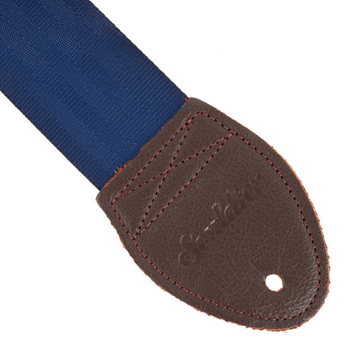 Souldier Plain Seatbelt Navy 2" Guitar Strap with Warm Brown Ends
