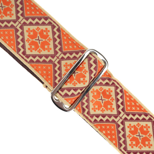 Souldier "Rustic" Orange Pattern 2" Guitar Strap with Burgundy Ends