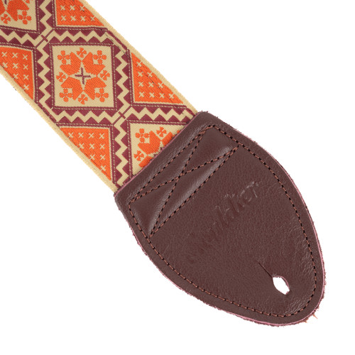 Souldier "Rustic" Orange Pattern 2" Guitar Strap with Burgundy Ends