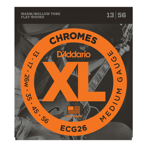 D'Addario ECG26 Chromes Flat Wound Electric Guitar Strings .013-.056