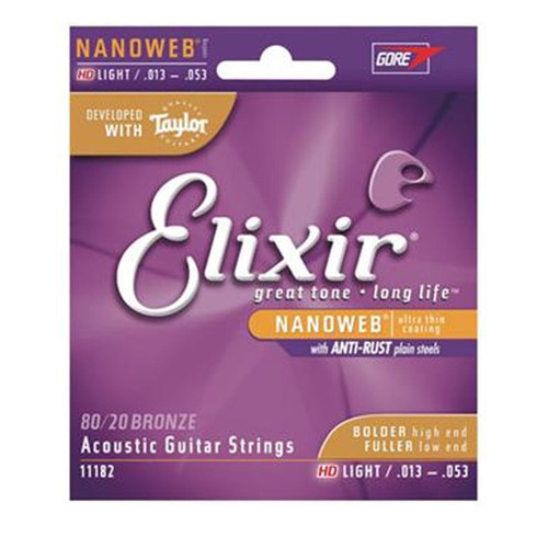 Elixir HD Nanoweb 80/20 Acoustic Guitar Strings .013-.053