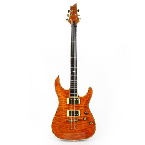 Used Schecter Diamond Series C-1 Elite Electric Guitar in Amber w/ Quilt Top