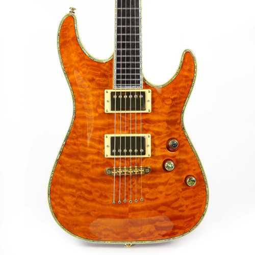 Used Schecter Diamond Series C-1 Elite Electric Guitar in Amber w/ Quilt Top