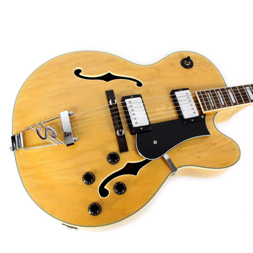 Used Squier X-155 Hollow Body Electric Jazz Box Guitar in Natural Finish