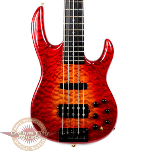 Used Carvin USA Made XB75P 5-String Electric Bass Guitar Cherry Burst