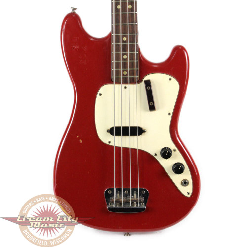 Vintage 1969 Fender Musicmaster Electric Bass Guitar Red