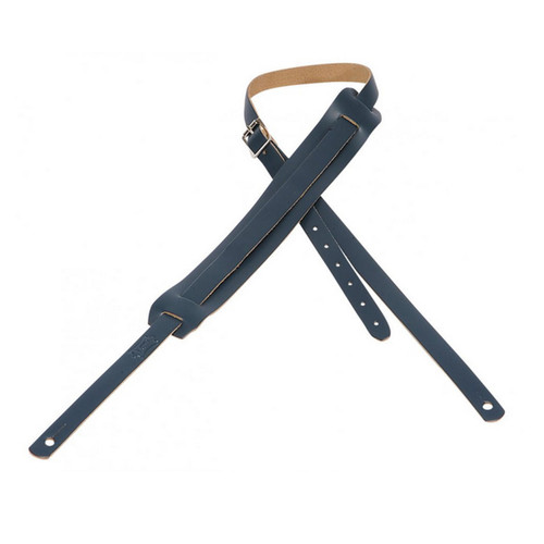 Levy's M11 Leather Guitar Strap 3/4" with 1 3/4" Movable Pad & Buckle Adjustment  Navy Blue - ccm01