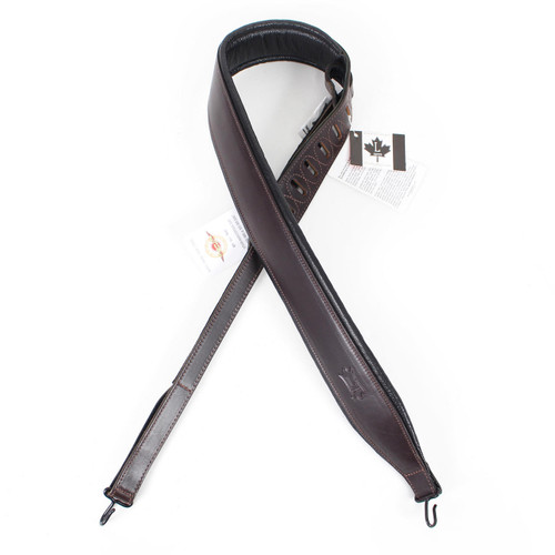 Levy's MB12PDX Carving Leather Banjo Strap 2" in Dark Brown with Foam Pad - ccm01