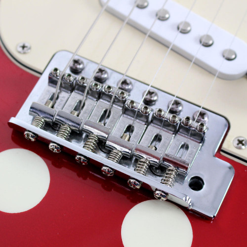 2006 Fender MIM Buddy Guy Signature Series Stratocaster Electric Guitar Red and White Polka Dot