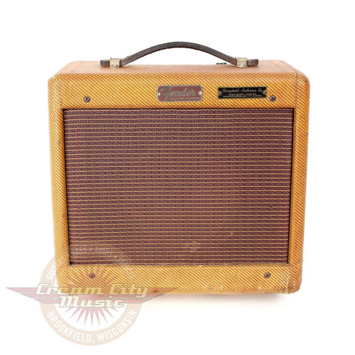 Vintage 1959 Fender Champ 5W 1x8 Tube Combo Amp Narrow Panel Tweed 5F1