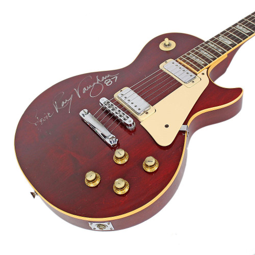 Vintage 1976 Gibson Les Paul Deluxe Electric Guitar Wine Red Finish Signed By Stevie Ray Vaughan