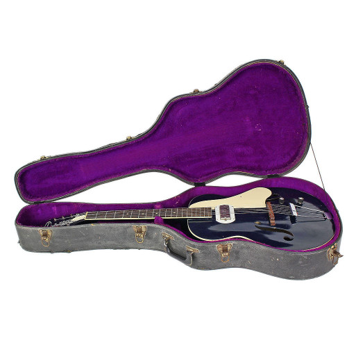 Vintage 1960's Harmony Roy Smeck Archtop Electric Guitar Midnight Blue