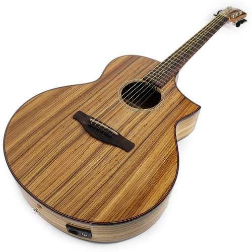 Ibanez AEW40ZW AEW Series Zebra Wood Acoustic Electric Guitar in Natural High Gloss