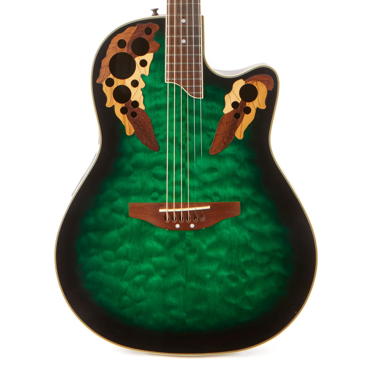 Used Ovation Celebrity CS247 Quilt Top Green Burst