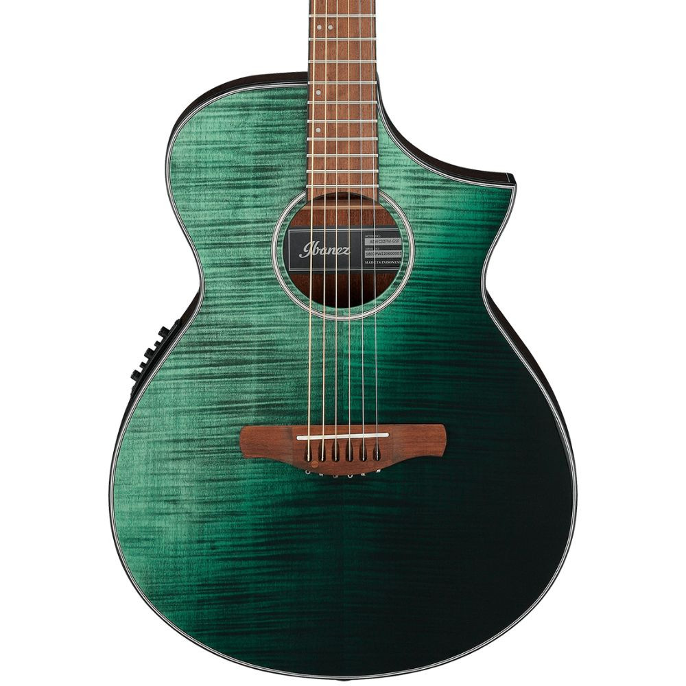 Ibanez AEWC32FM Acoustic Electric - Dark Green Sunset Fade | Cream