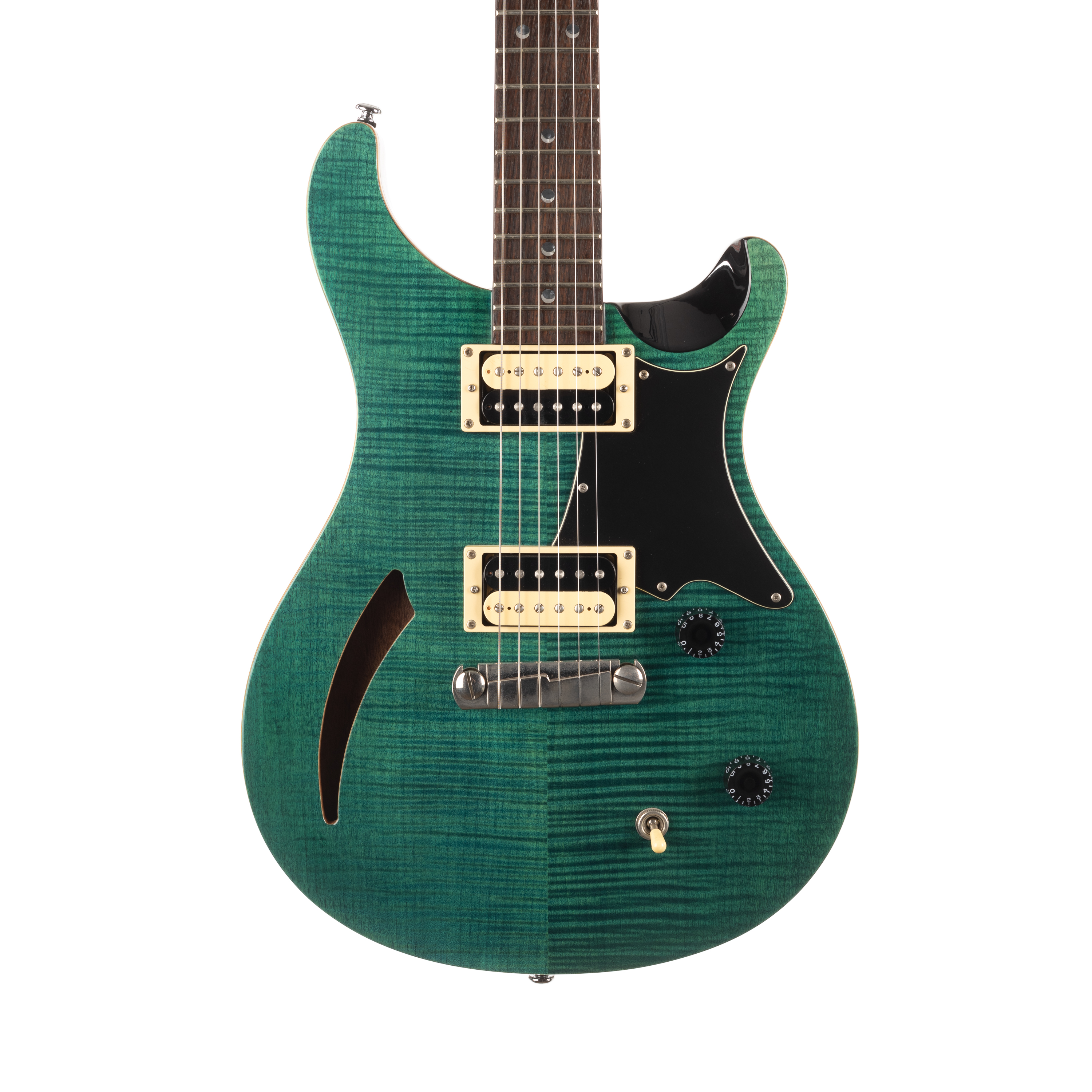 即発送 PRS SE custom グリーンカラー 弦張り替え済み Used PRS SE Custom Hollow Trans Green | Cream City Music