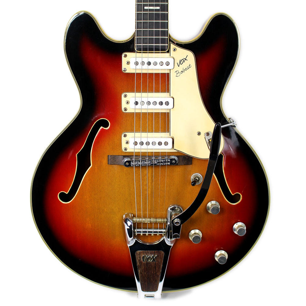 Vintage 1960s Vox Bobcat Hollow Body Electric Guitar Sunburst