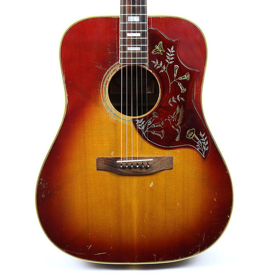 Vintage Early To Mid 1970's Gibson Hummingbird Dreadnought Acoustic Guitar  Sunburst Finish