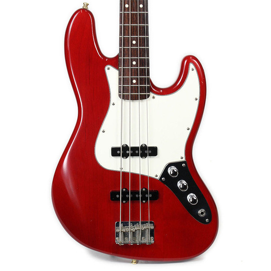 2004 Fender USA Made Jazz Bass Guitar in Translucent Red Finish