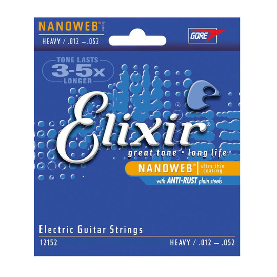 Elixir Nanoweb Heavy Electric Guitar Strings Wound 3rd .012.052