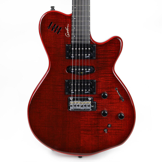 Godin xtSA Leaftop Maple Electric Guitar B Stock in Dark Trans Red