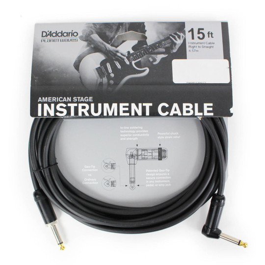 D'Addario/Planet Waves American Stage 15 ft. Instrument Cable Right Angle to Straight