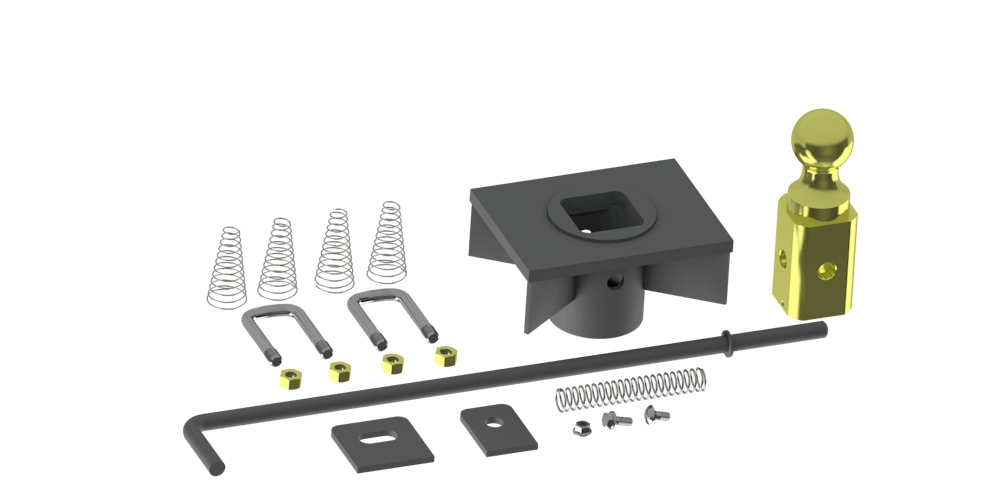 Turnover Ball Gooseneck Hitch, Flatbed Kit 6"x8" - 1/2" Plate - 1/8" Socket Top Stick Out | Flat Bed Applications