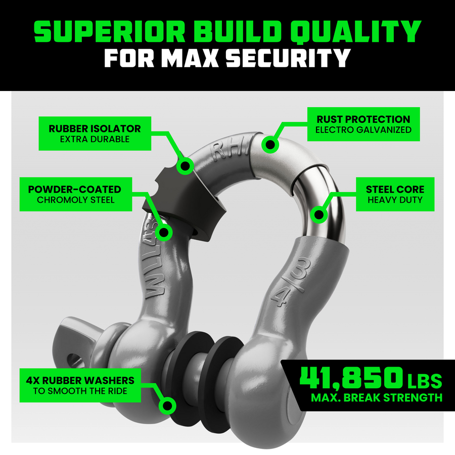 D-Ring 3/4" Shackle Set With Isolator | Universal