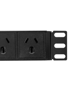 Close-up view of an AS/NZS 3112 socket outlet on a power distribution unit.