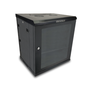 Side profile of the 12RU 450mm deep wall mount server cabinet showing top ventilation.