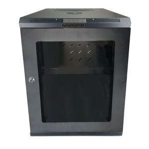 Front view of the 18RU wall mount server cabinet with the key lock visible.