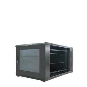 Side view of the 6RU cabinet with the side panel removed to show internal frame.