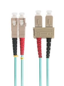A 2-metre OM3 multimode fibre patch lead with an SC and a round ST connector.