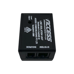 Top-down front view of the Line Isolation Unit box with the connection ports visible.