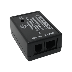 Side front view of the LIU box, showing the empty 'System' and 'Source' ports for custom cabling.